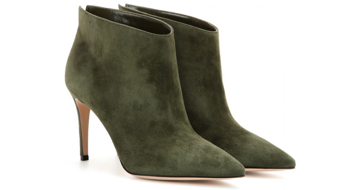 green suede ankle boots