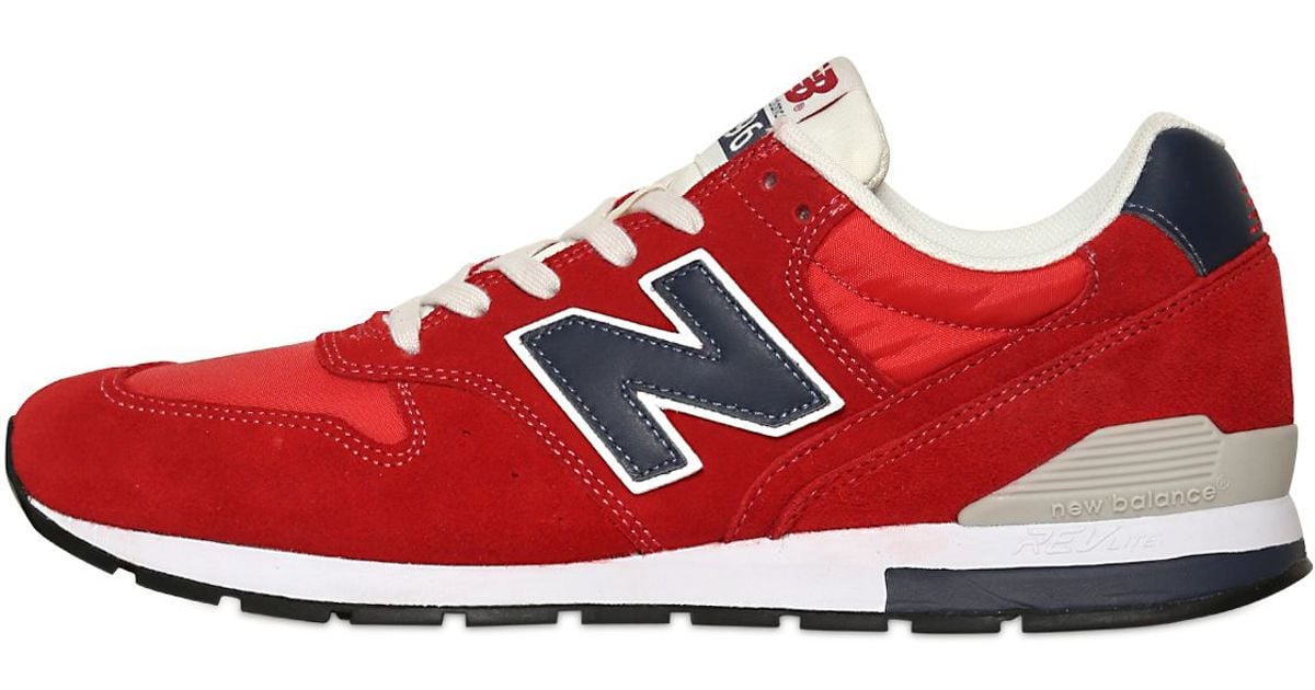 New Balance Synthetic 996 Nylon & Suede Sneakers in Red for Men - Lyst