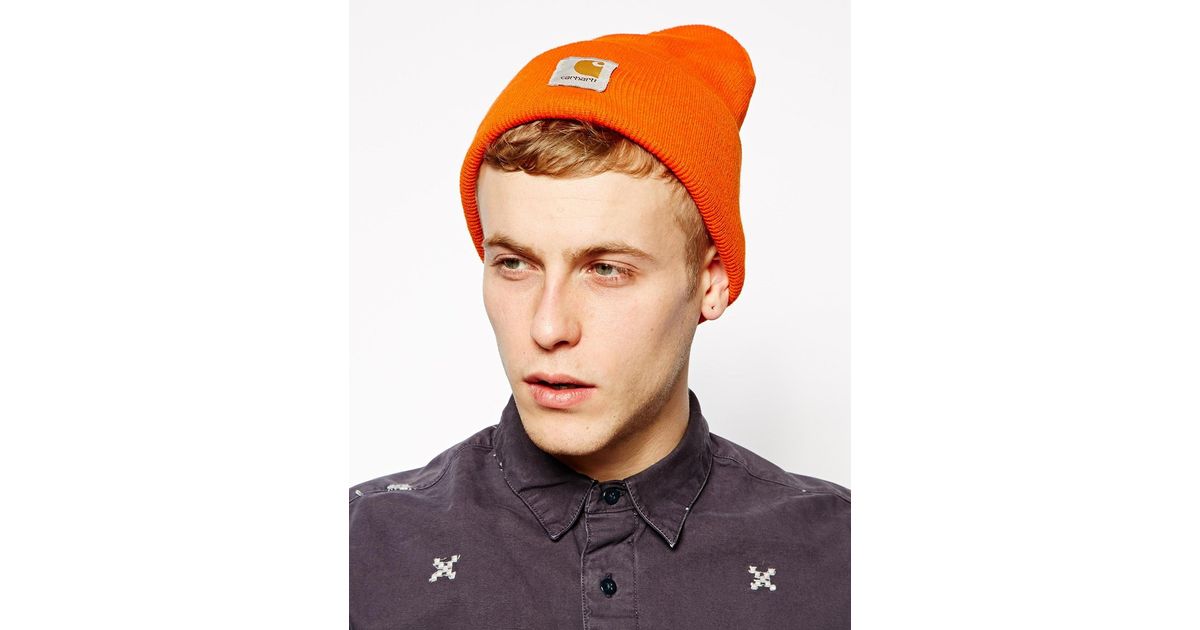 neon orange carhartt beanie