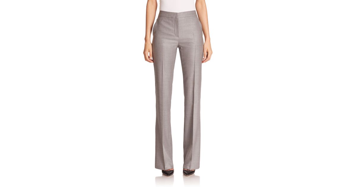 Max Mara Alessia Wool & Silk Pants in Gray | Lyst
