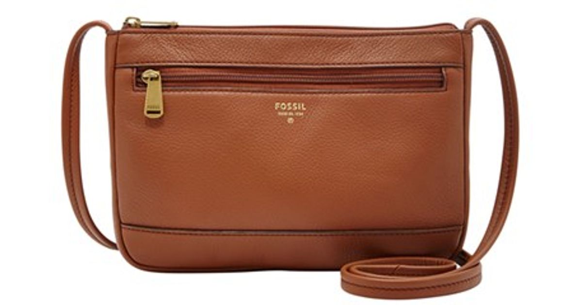 Fossil &#39;mini&#39; Leather Crossbody Bag in Brown - Lyst