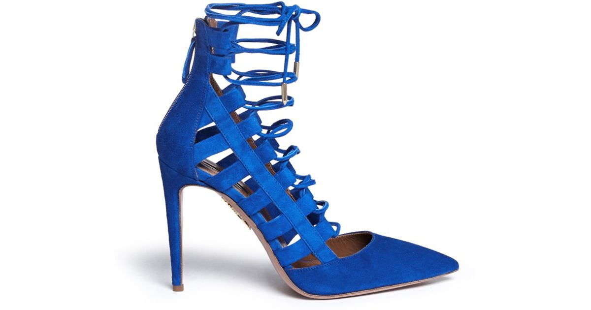 Aquazzura Amazon Suede Lace-Up Pumps in 