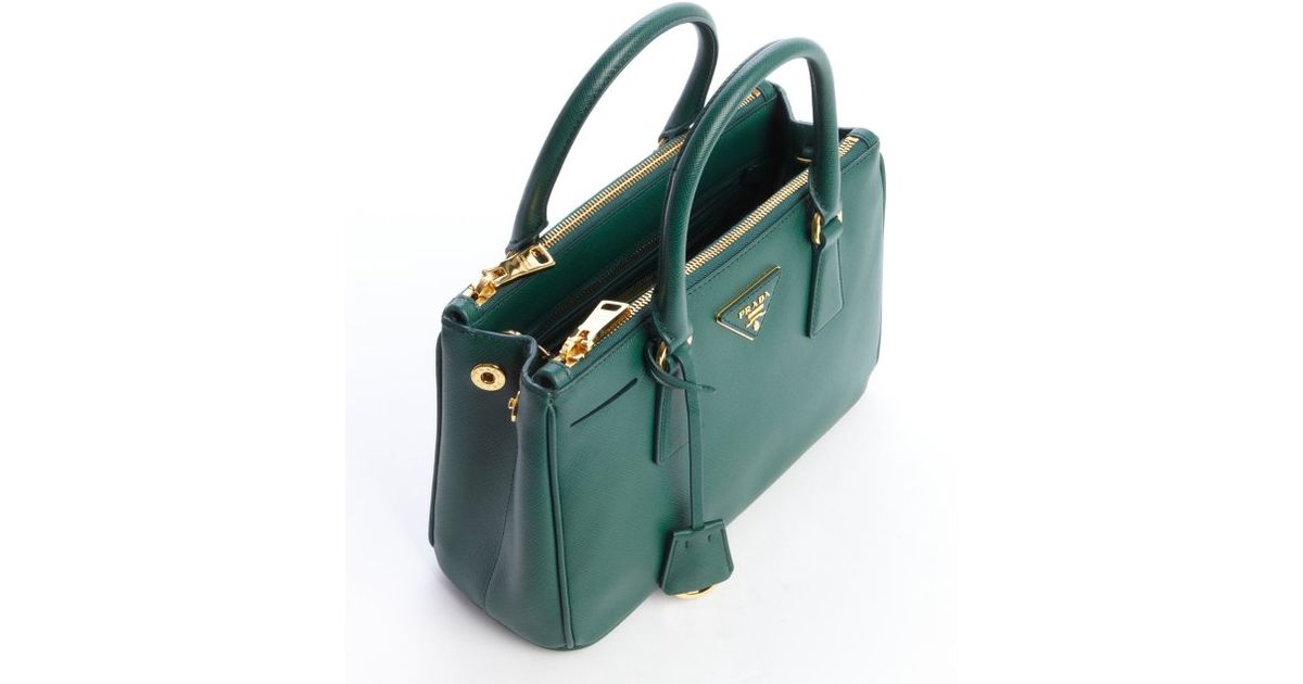 Prada Emerald Saffiano Leather Top Handle Bag in Green (emerald ...