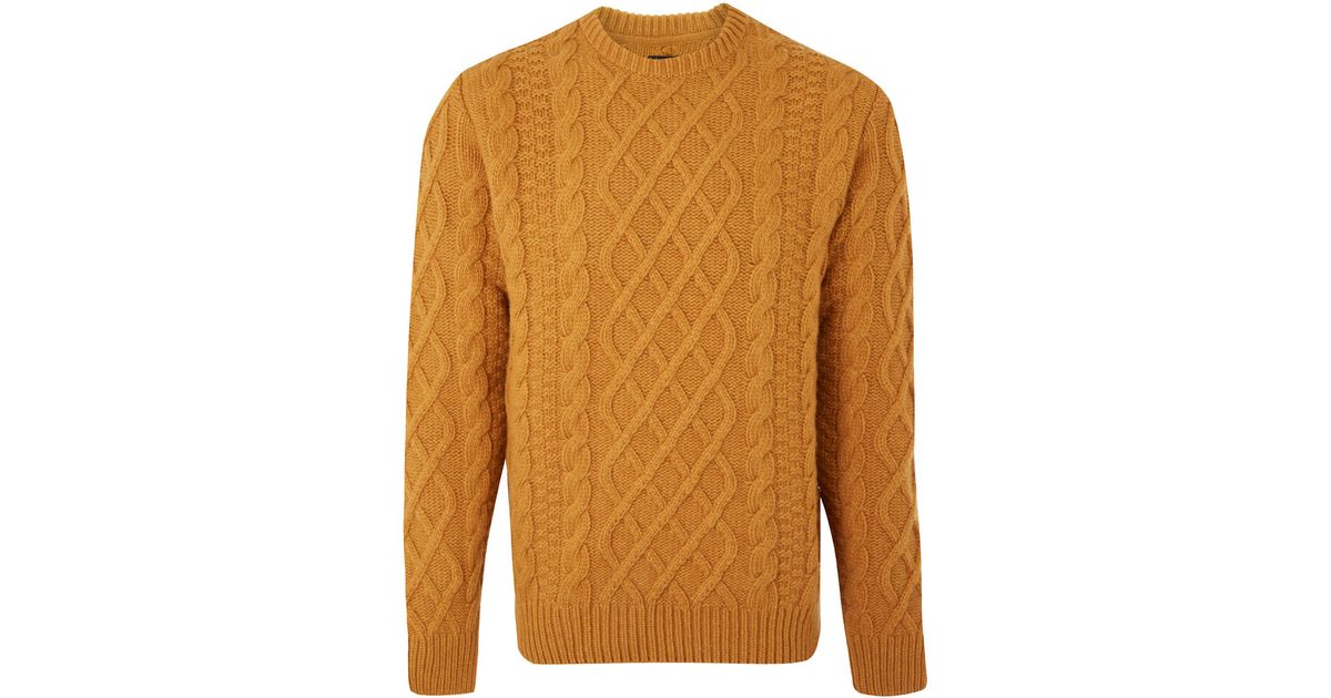 Barbour Cable Knit Jumper in Mustard (Orange) for Men - Lyst