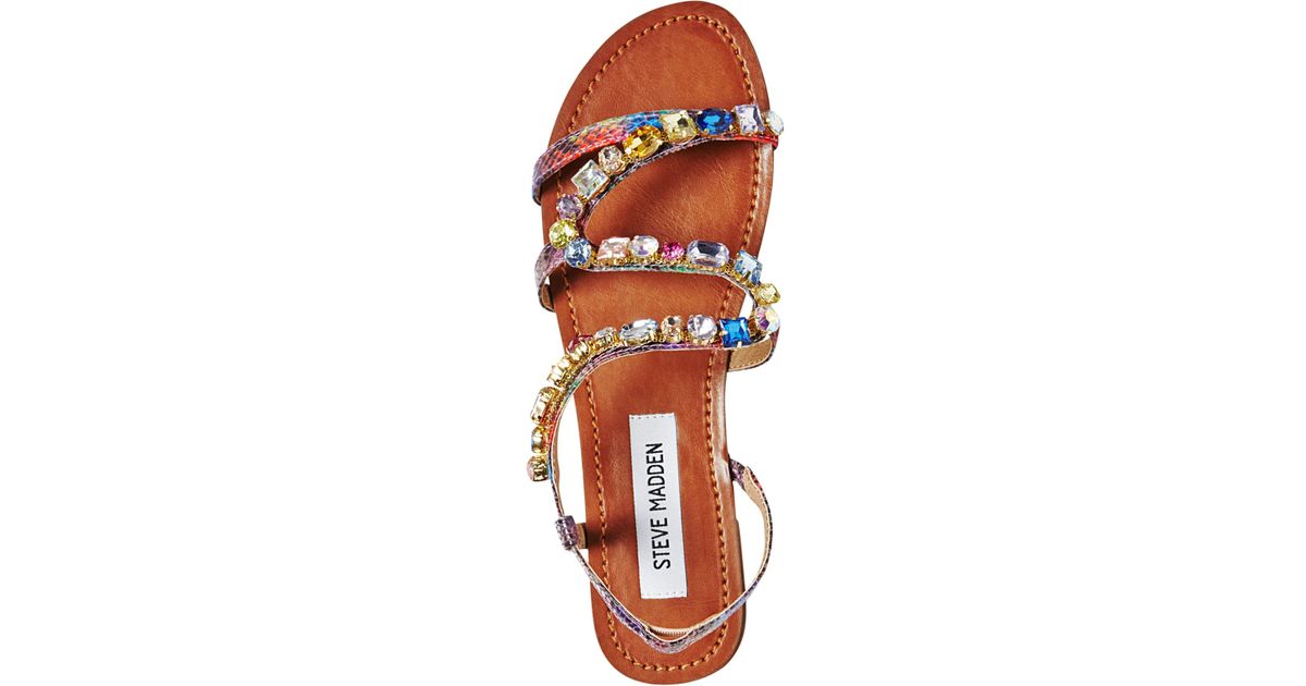 Steve madden Blazzzed Jeweled Flat Sandals in Multicolor | Lyst