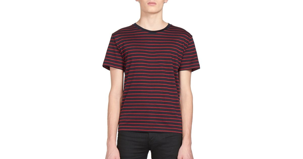 saint laurent red striped t shirt