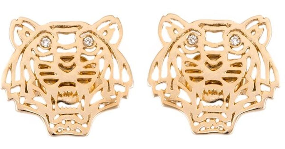 KENZO 'tiger' Earrings in Metallic - Lyst
