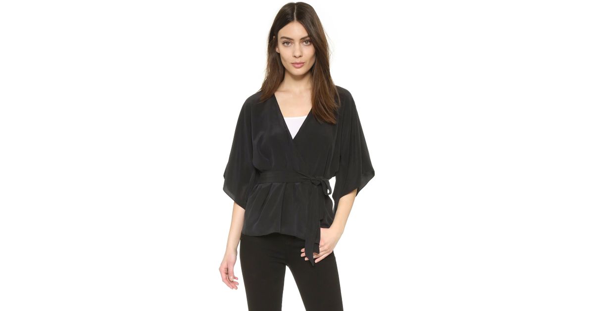 black kimono wrap top