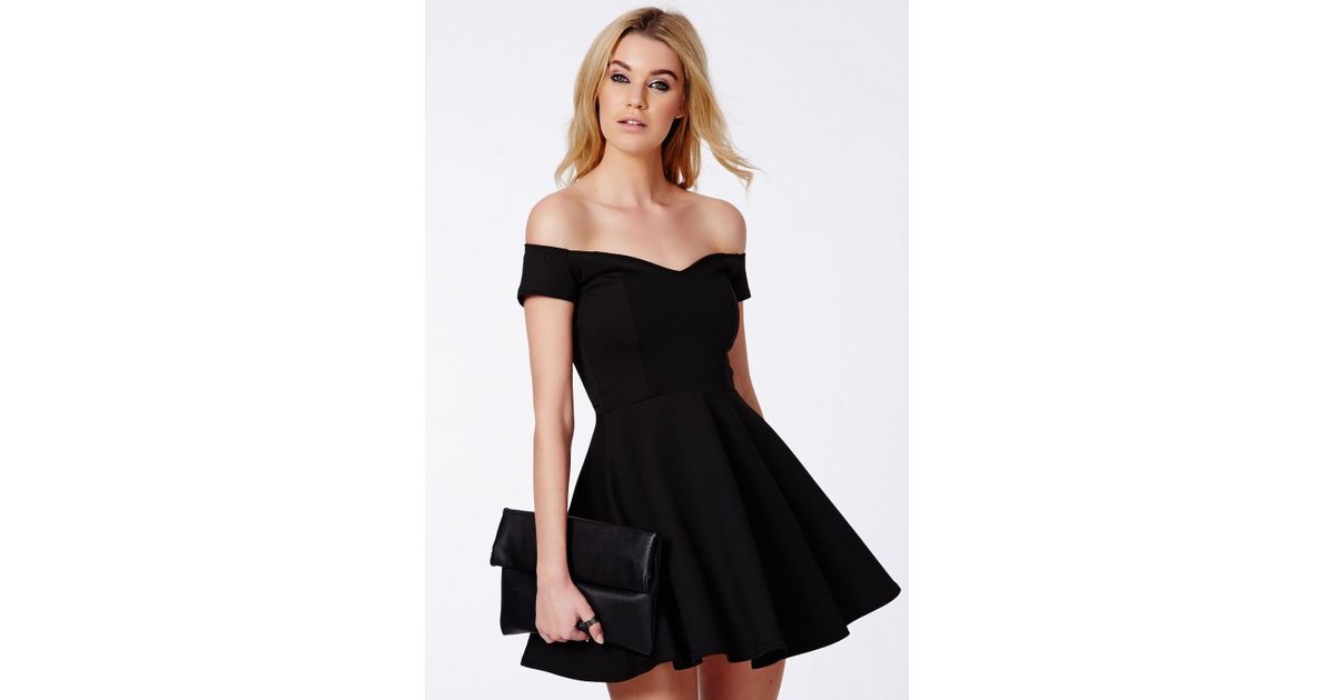 black bardot skater dress