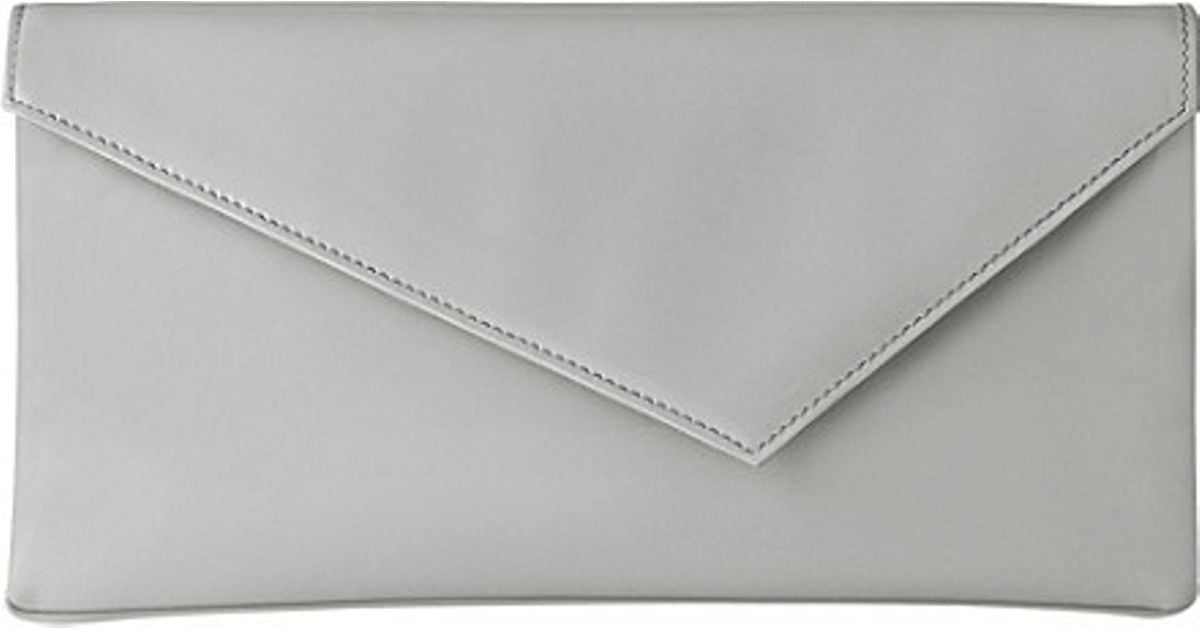 grey patent clutch bag