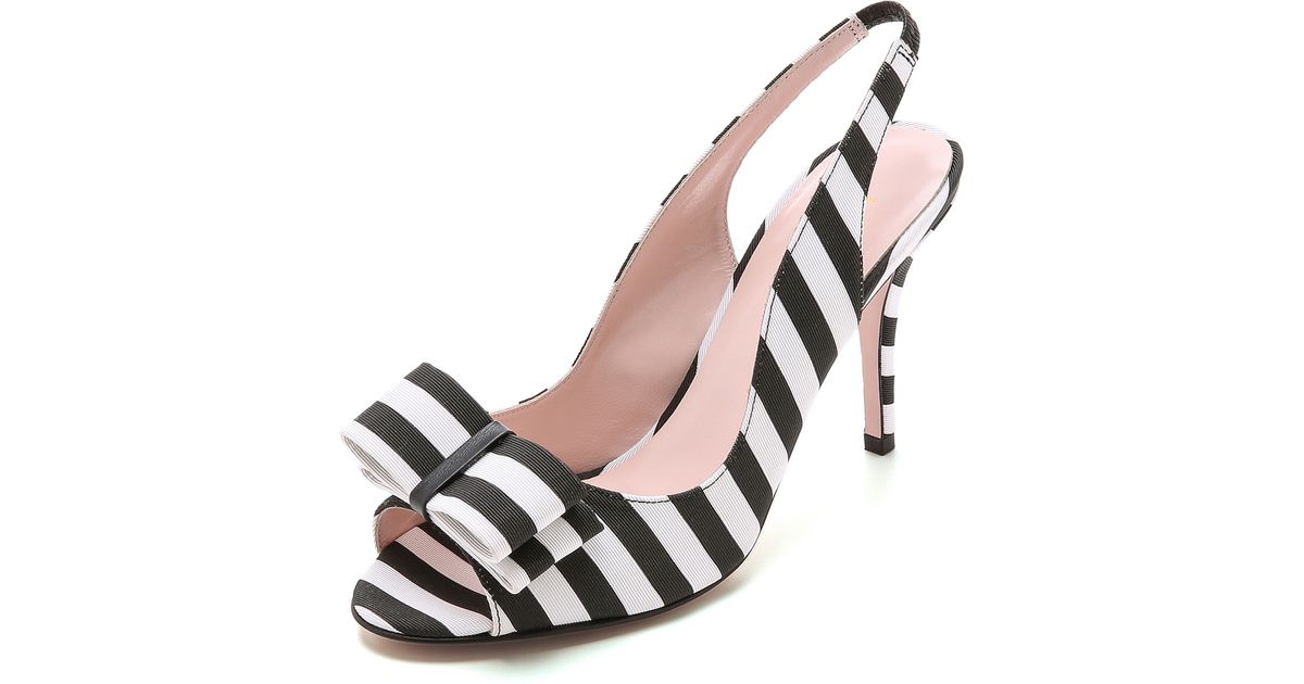 Kate Spade Celeste Stripe Slingback Heels - Black/white | Lyst