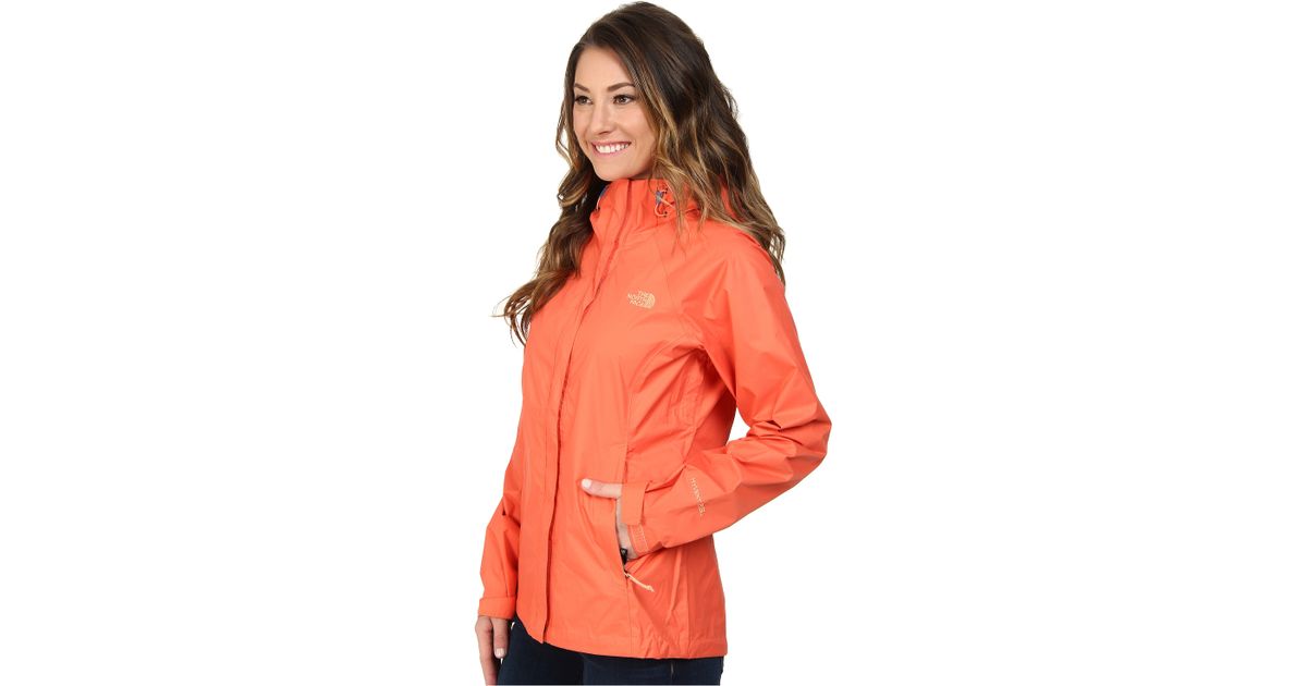 orange north face jacket womens