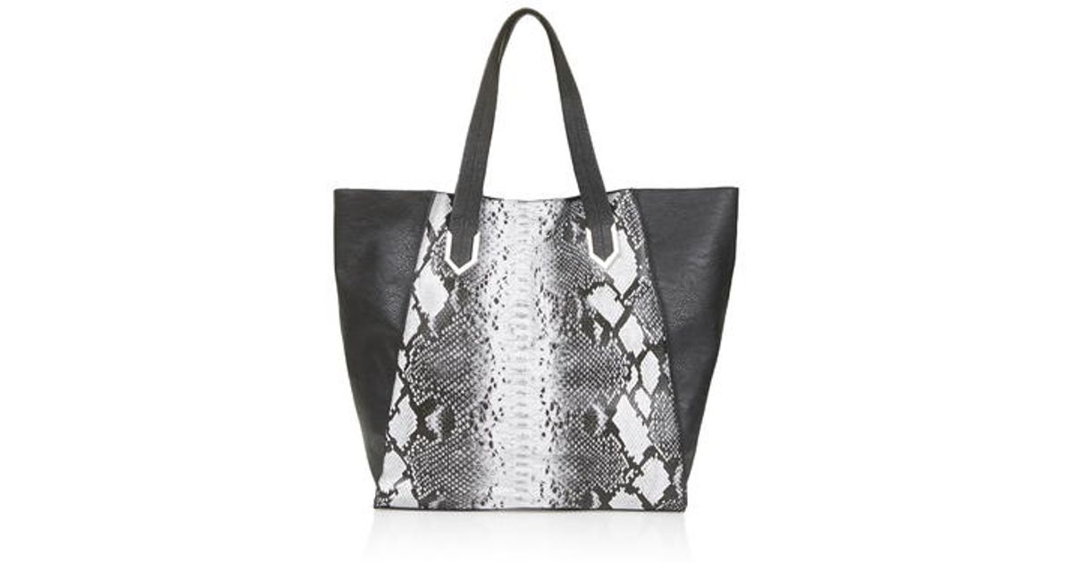 snake print tote bag