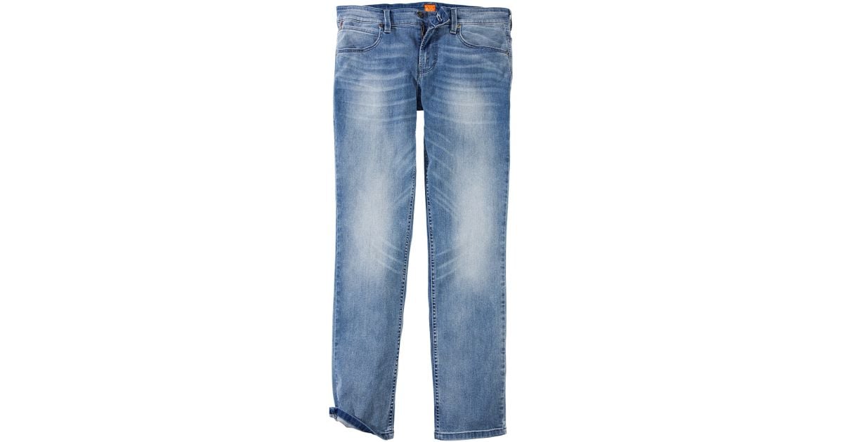 BOSS by HUGO BOSS 'Orange 63' | Slim Fit, Stretch Cotton Jeans in Blue for  Men | Lyst