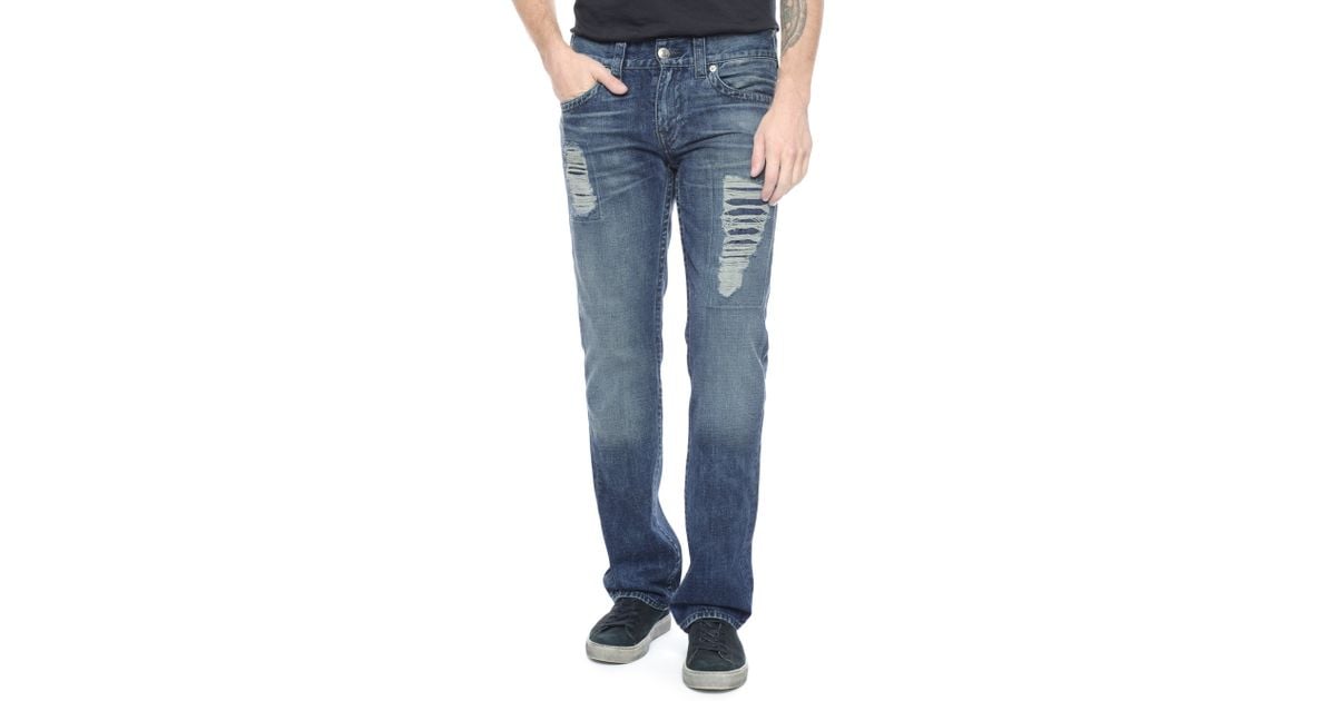 True Religion Hand Picked Straight Back Flap Zipper Pocket Mens Jean in