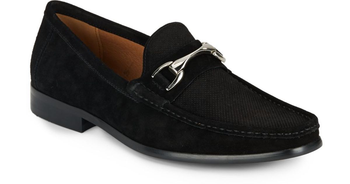 Saks fifth avenue Donato Suede Horsebit Loafers in Black (black suede) - Save 50% | Lyst