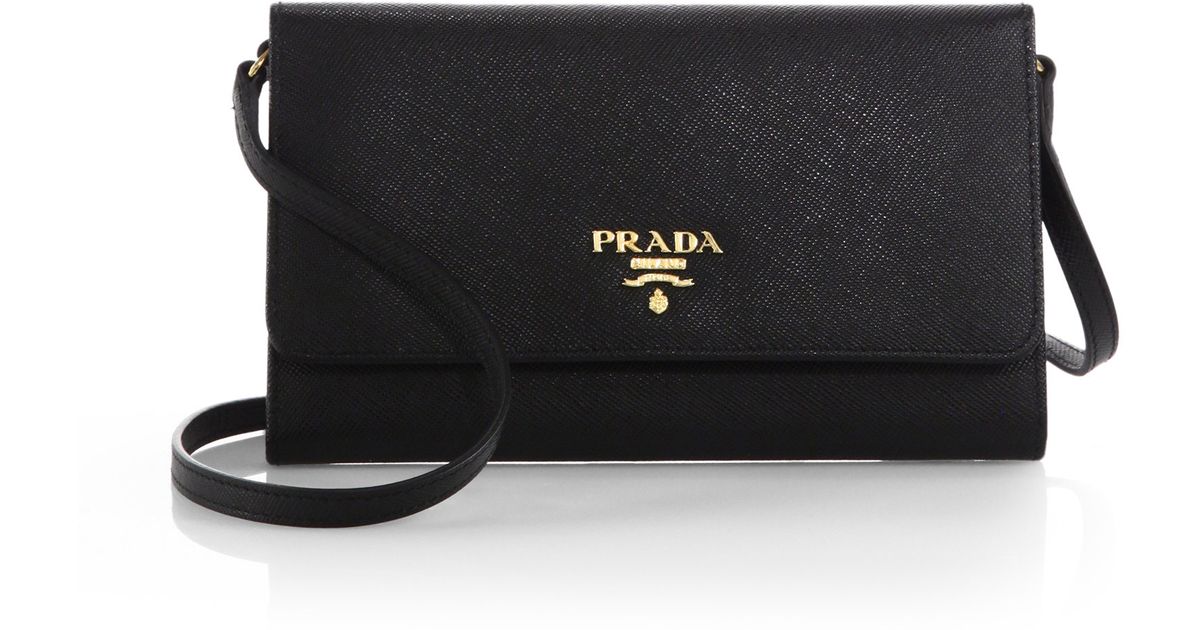 Prada Saffiano Mini Crossbody Bag in Black (NERO-BLACK) | Lyst