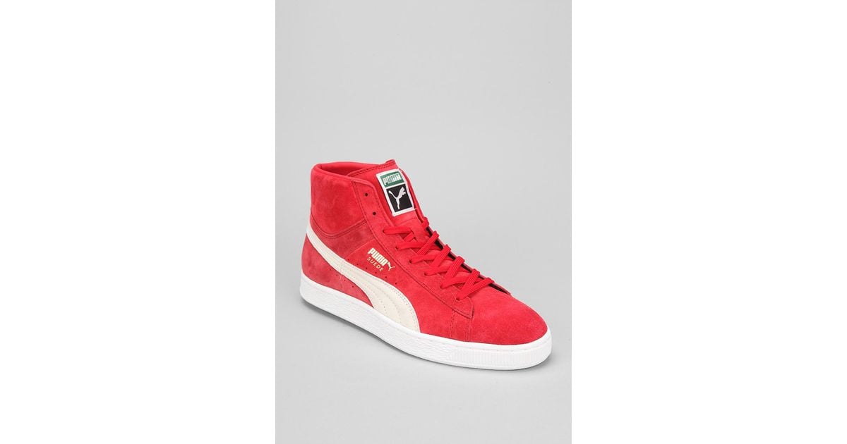 PUMA Suede Midtop Classic Sneaker in Red for Men | Lyst