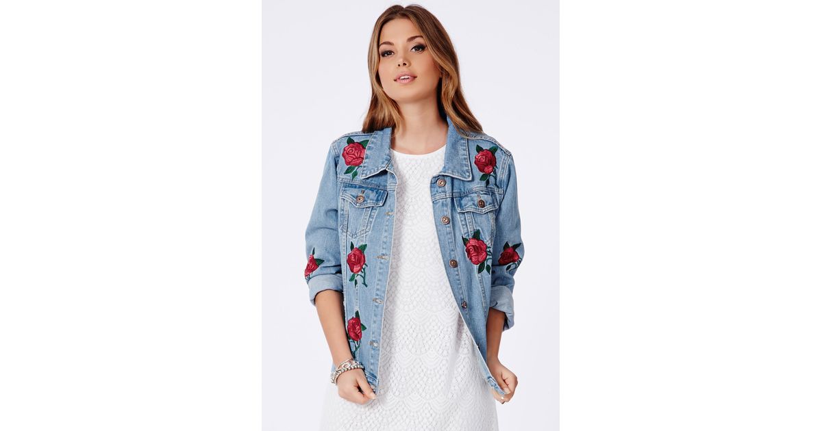 rose embroidered jean jacket