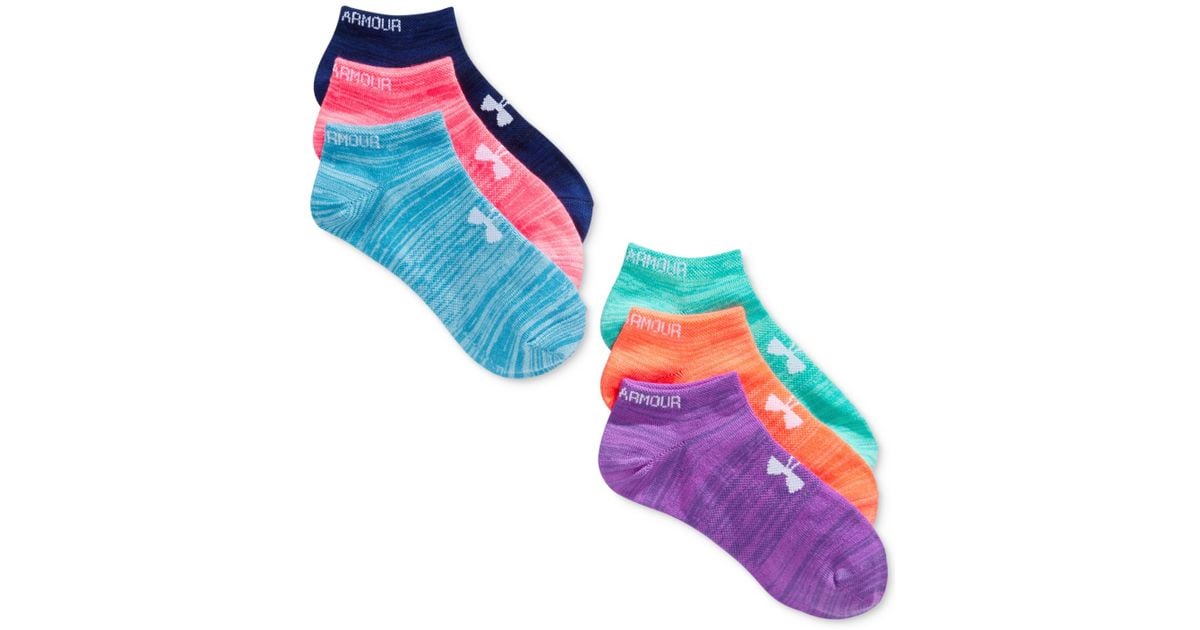 Under Armour Women s Essential Twist No Show Socks 6 Pack in Blue