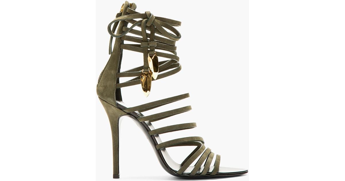 Giuseppe Zanotti Olive Nubuck Gladiator Heels in Green Lyst