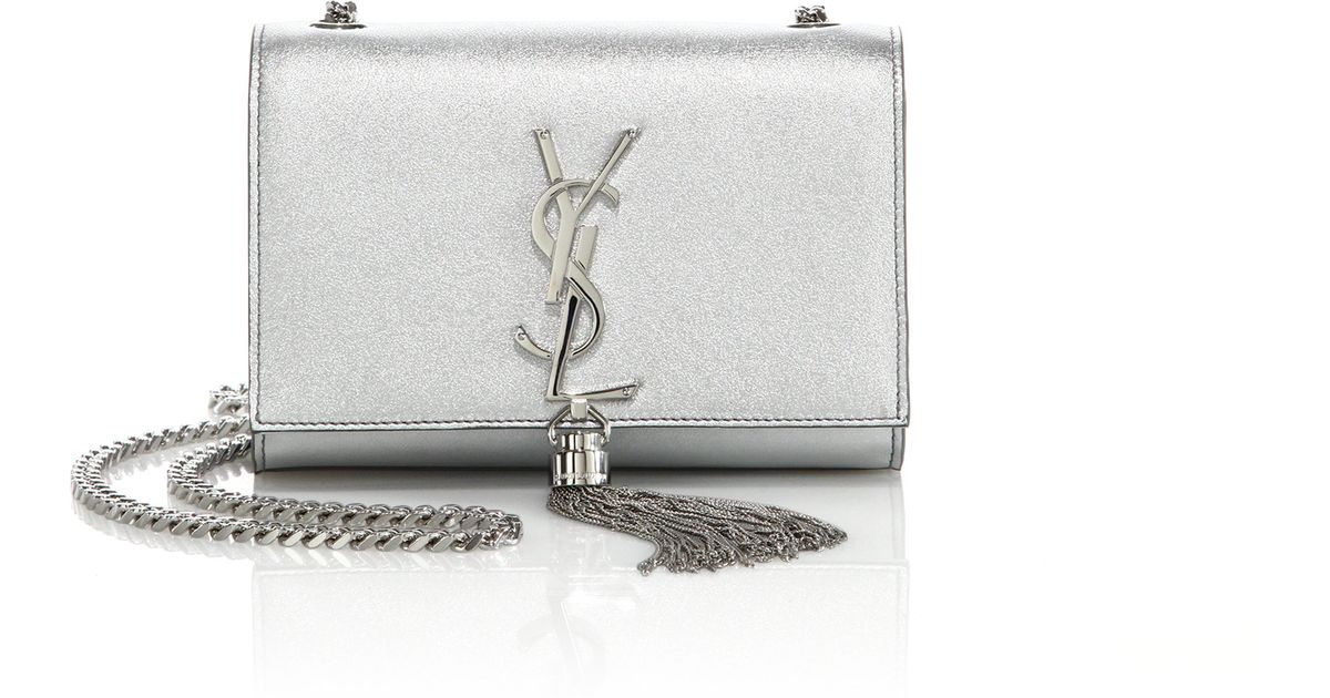 Monogram Metallic Tassel Clutch Bag, Silver, ysl evening bag