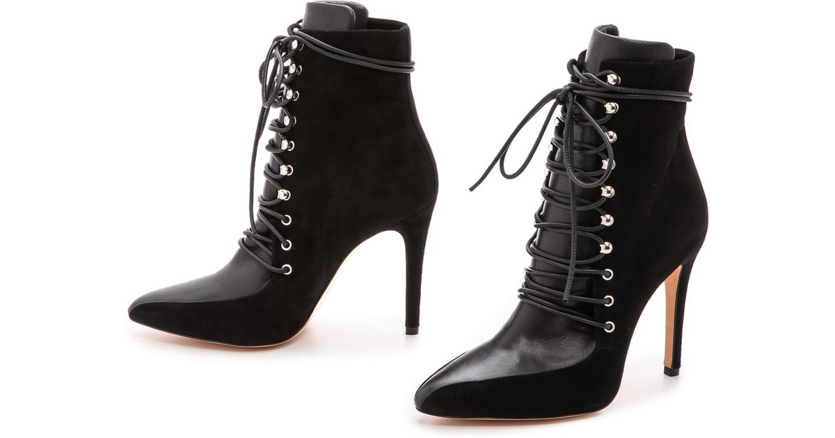 black tie up booties