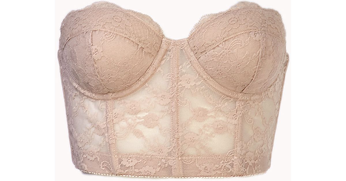Forever 21 Strapless Lace Corset Bra In Nude Natural Lyst