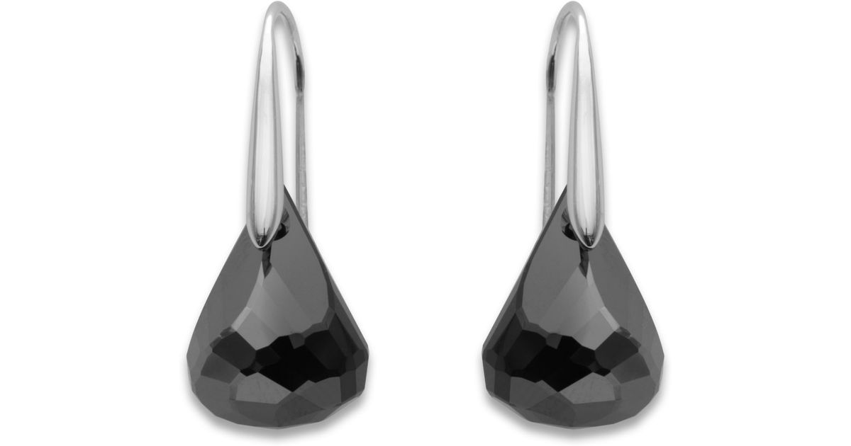 Swarovski Jet Hematite Crystal Lunar Earrings in Black | Lyst