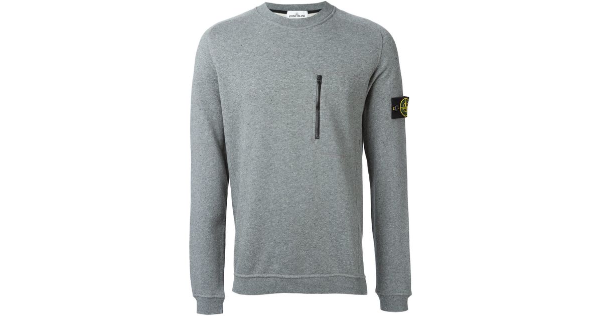 Stone Island Zip Chest Pocket Sweatshirt in Grey (Gray) for Men | Lyst