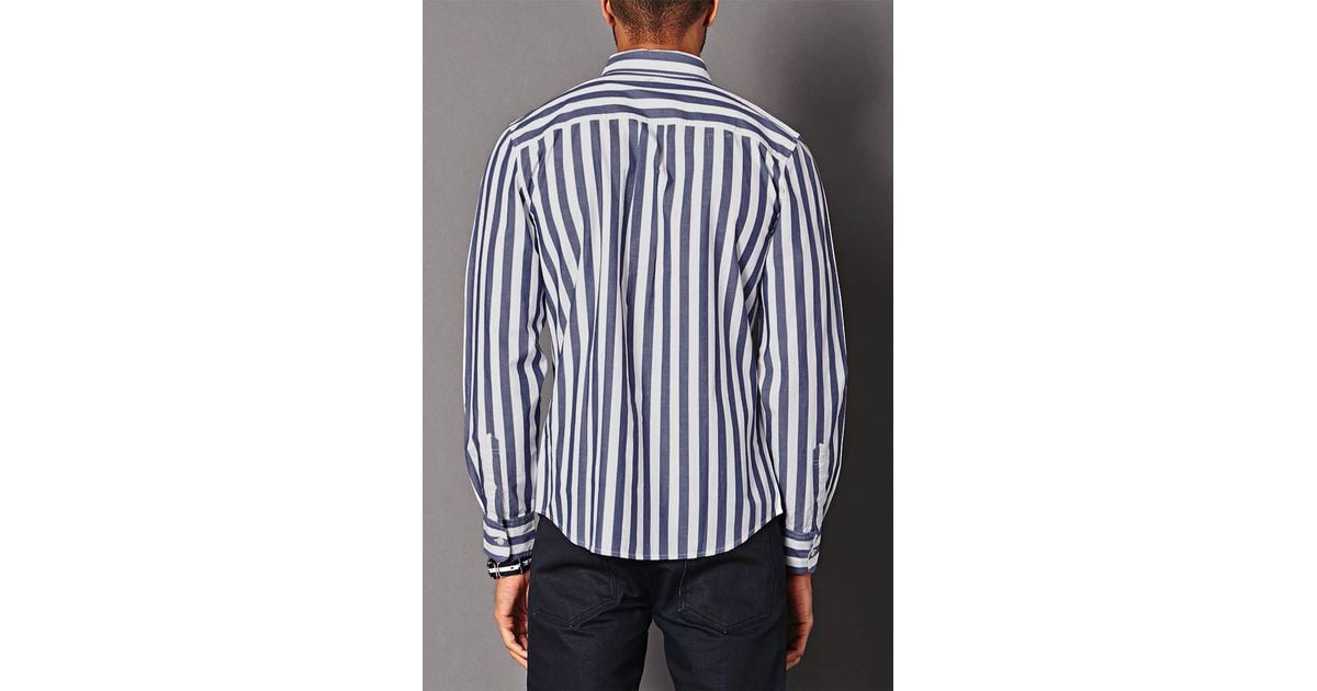blue white vertical striped shirt