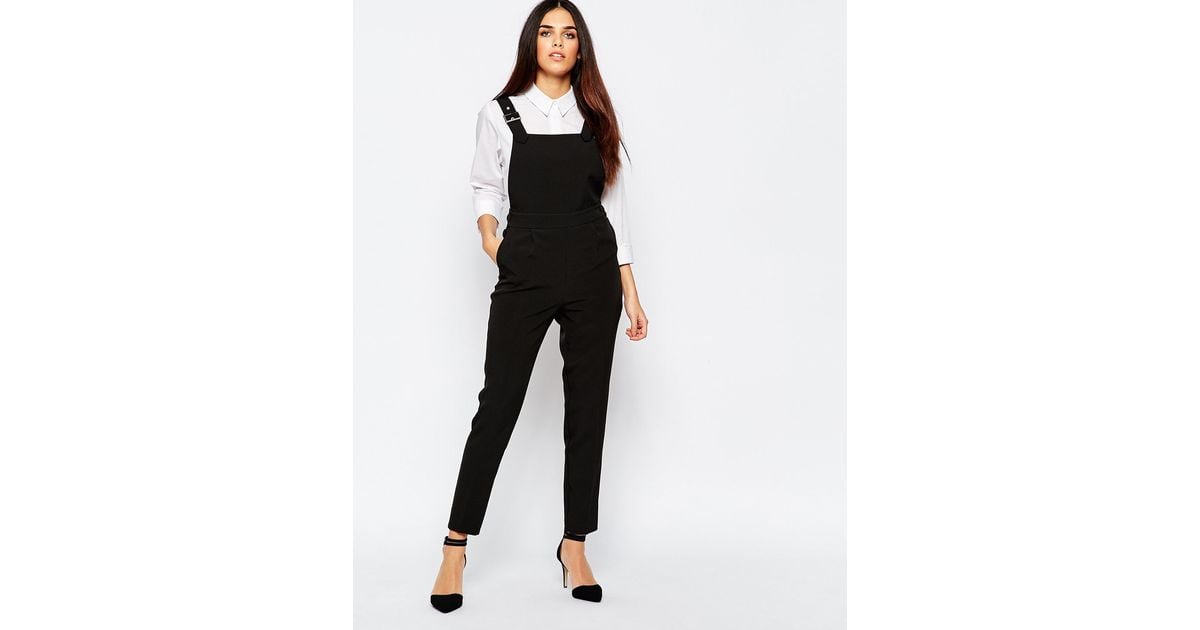 Warehouse Pinafore Jumpsuit in Black | Lyst