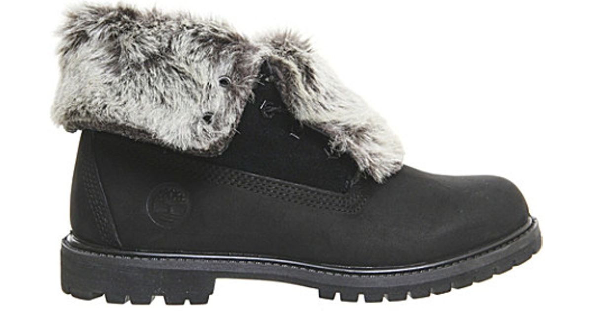 black fur timberlands womens