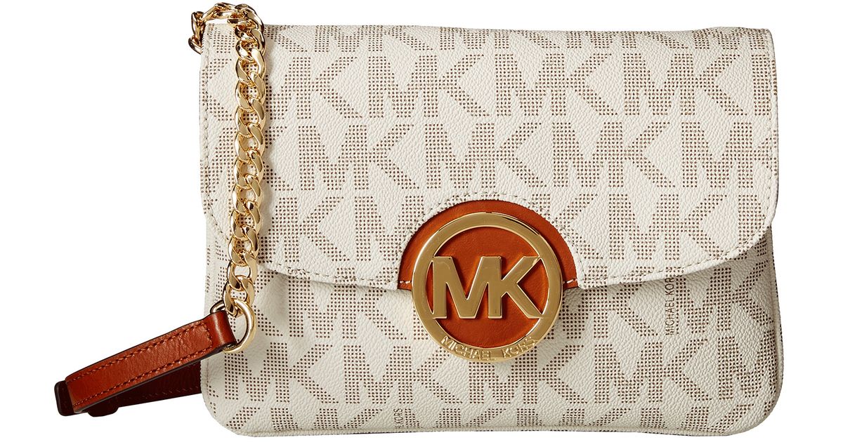 Lyst Michael Kors Fulton Flap Gusset Crossbody In White