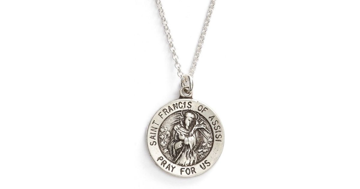 Dogeared St Francis Pendant Necklace In Silver Metallic Lyst - Saint Francis Pendant Necklace Dogeared St Francis Pendant Necklace In Silver Metallic Lyst - Saint Francis Pendant Necklace