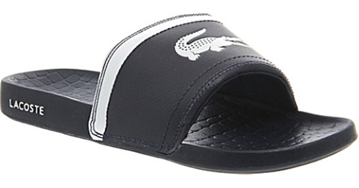 lacoste sliders white mens