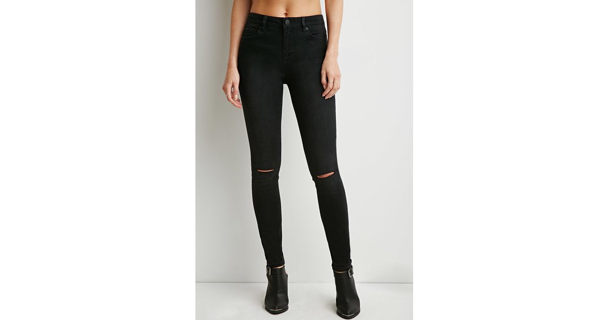 black ripped skinny jeans forever 21