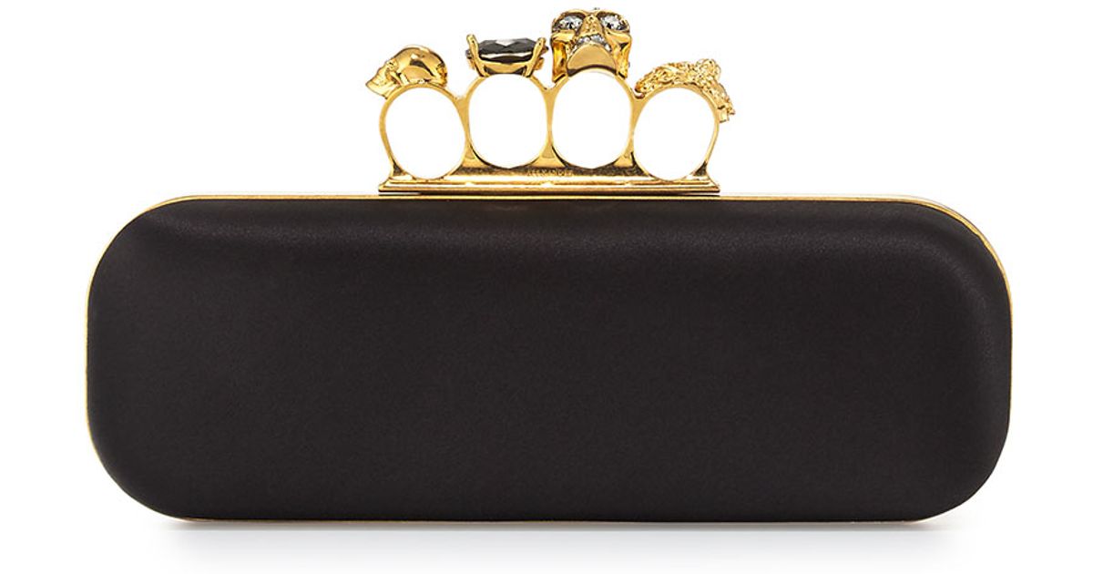 alexander mcqueen black skull clutch