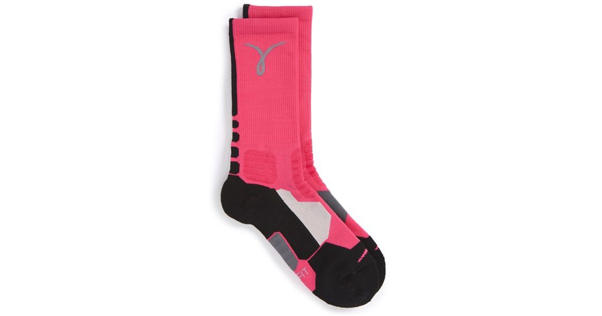 Nike 'hyper Elite' Dri-fit Basketball Socks in Vivid Pink/ Black/ Cool Grey  (Pink) - Lyst