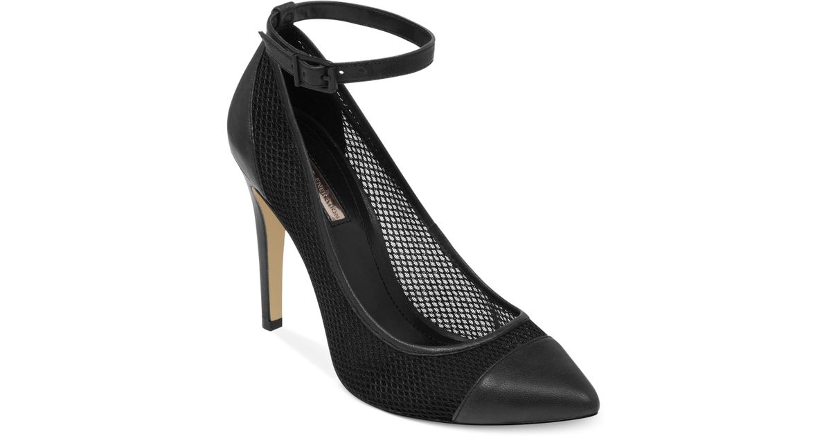 BCBGeneration Cynthia Ankle Strap Mesh Pumps in Black | Lyst