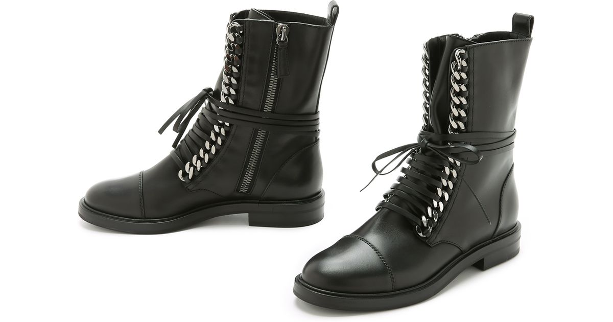 Casadei Leather \u0026 Chain Combat Boots in 