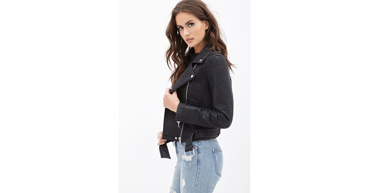Forever 21 Faux Leather Moto Jacket In Black Lyst