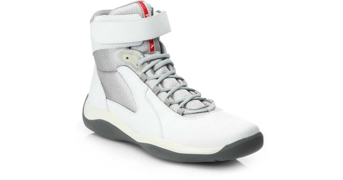 Prada Velcro-strap High-top Sneakers in 