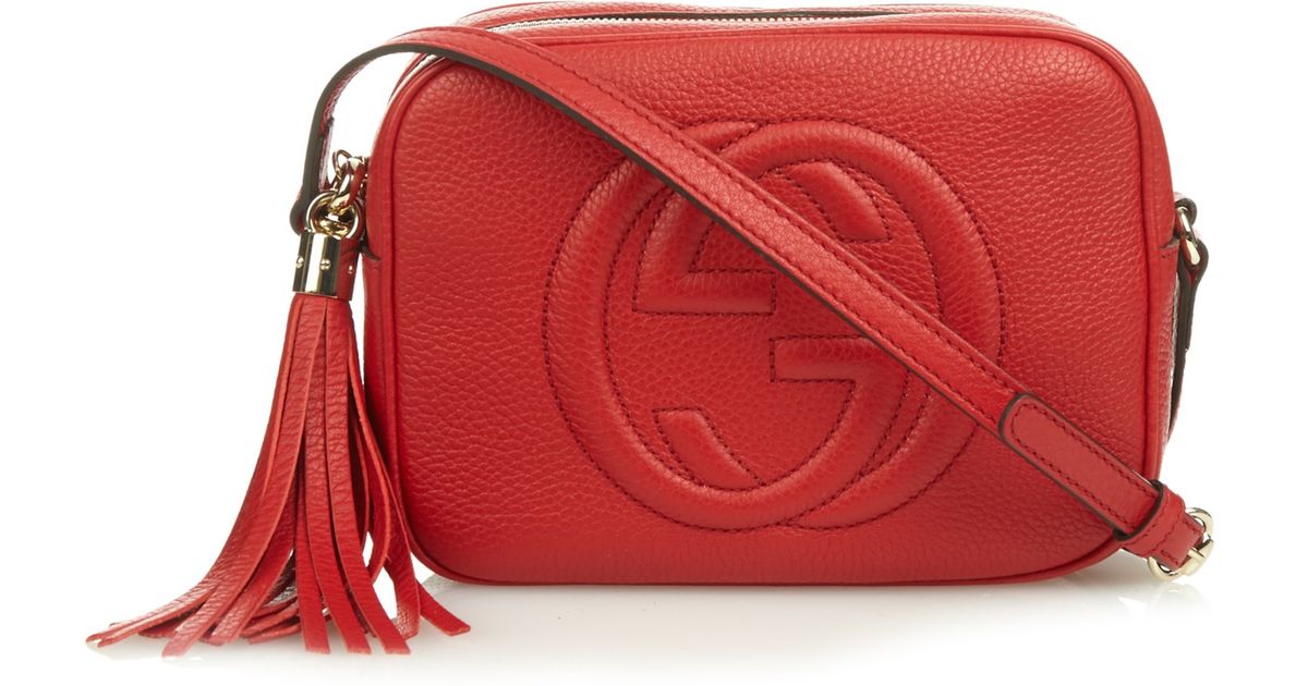 Gucci Soho Grained Leather Cross Body Bag in Red Lyst