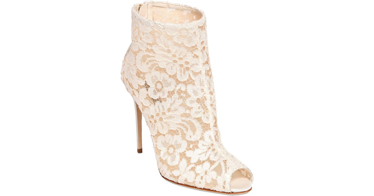 white lace peep toe booties