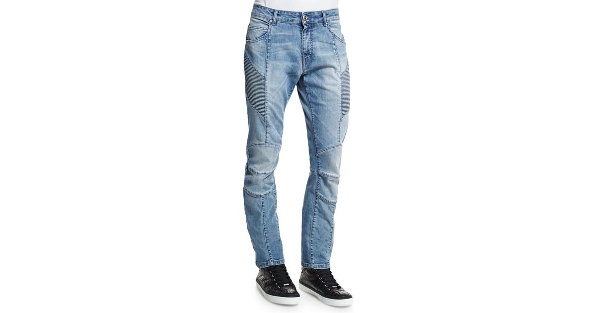 light blue moto jeans