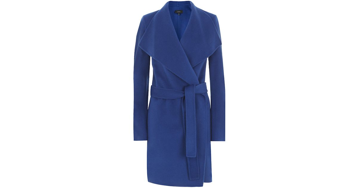 JOSEPH Lisa Long Cashmere Wrap Coat in Blue - Lyst
