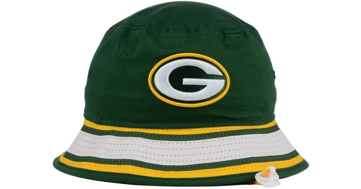 KTZ Cotton Green Bay Packers Team Stripe Bucket Hat for Men Lyst