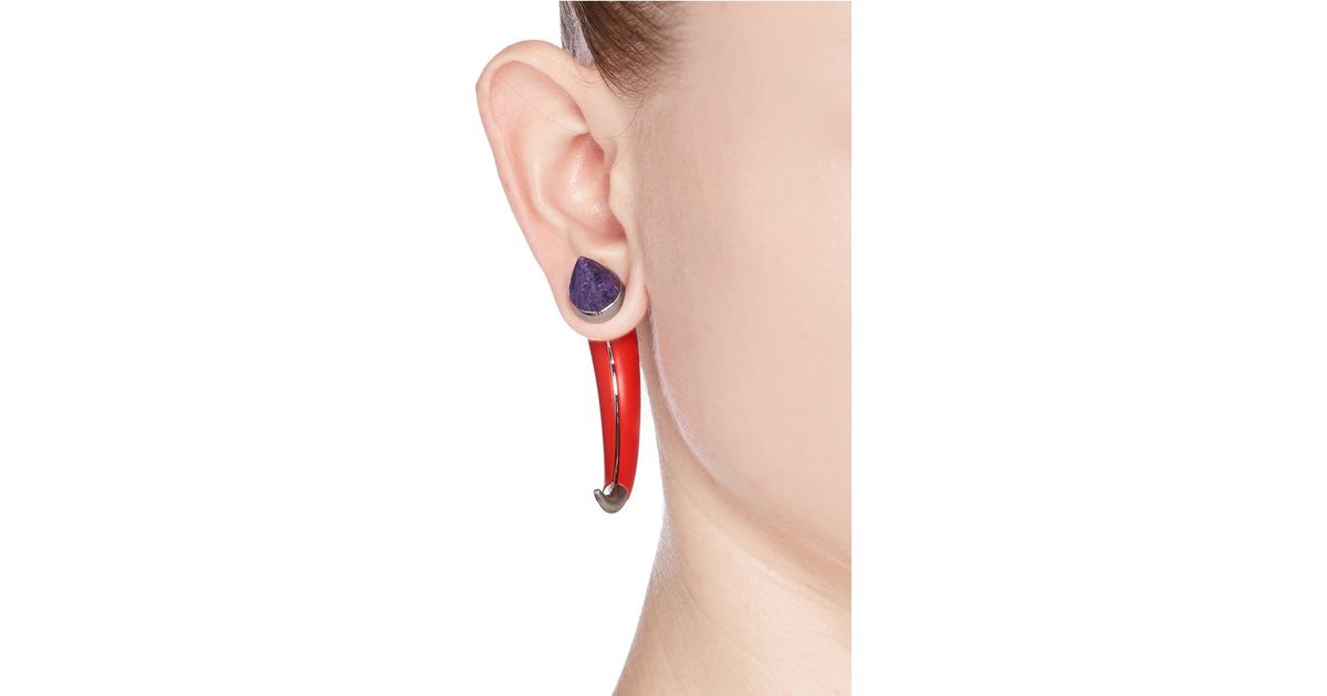 Lyst Givenchy Marble Stud Shark Tooth Earring In Red