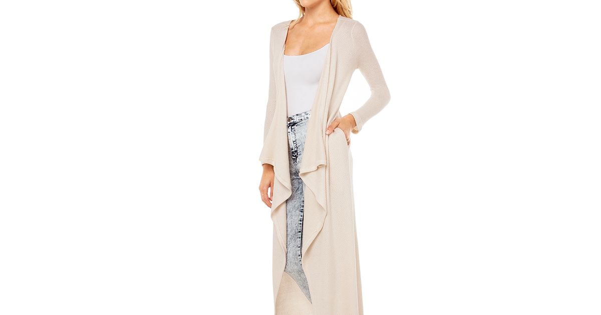 Akira Black Label White Floor Length Knit Cardigan